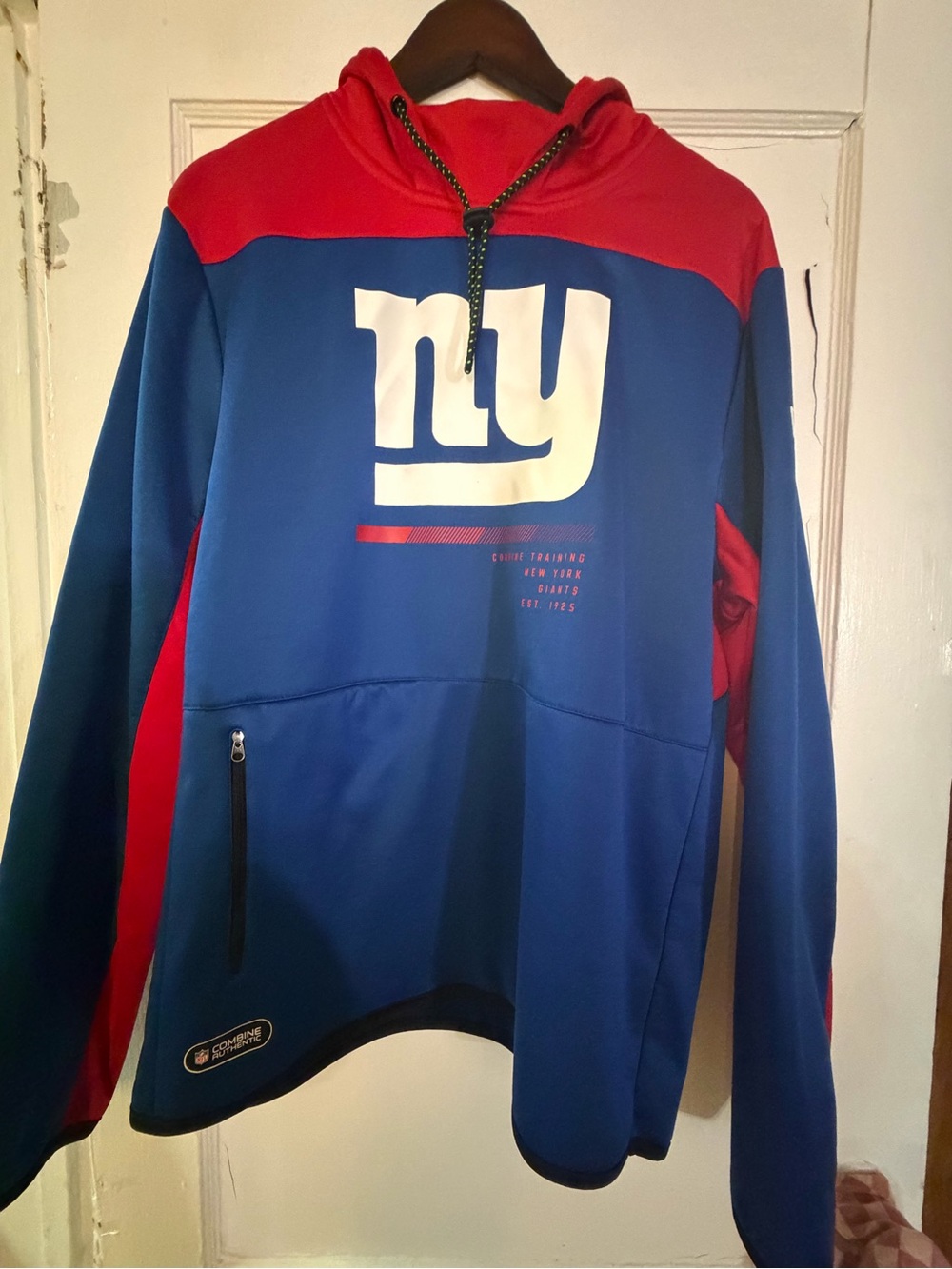 New Era Blue and Red NY Logo Hooded Zip-Up